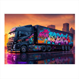 Grafitili Siyah Tır Art Mdf Tablo 50cmX 70cm