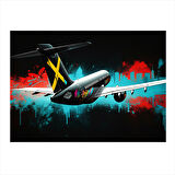 Yolcu Uçağı Manevrası Desenli Ahşap Tablo 50cmX 70cm