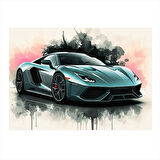 Spor Araba Çizimi Dekoratif Mdf Tablo 35cm X50cm