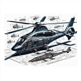 Askeri Helikopter Tasarımı Tasarım Mdf Tablo 35cm X50cm