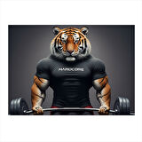 Halter Kaldıran Kaplan Hediyelik Ahşap Tablo 25cmX 35cm