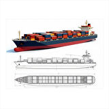 Konteyner Gemisi Planı Art Mdf Tablo 35cm X50cm