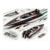 Sürat Tekneleri Tasarımı Hediyelik Mdf Tablo 25cmX 35cm