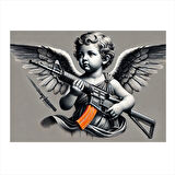 Silahlı Melek Figürü Mdf poster 35cm X50cm