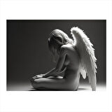 Melek Figürü Çizimi Dekoratif ahşap Tablo 35cm X50cm