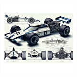 Teknik Yarış Arabası Çizimi Model Mdf tablo 25cmX 35cm