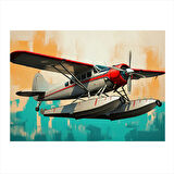 Pervaneli Deniz Uçağı Hediyelik Ahşap Tablo 25cmX 35cm