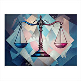 Renkli Terazi İllüstrasyonu Art Mdf Tablo 25cmX 35cm