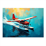 Kırmızı Deniz Uçağı Mdf Tablo 25cmX 35cm