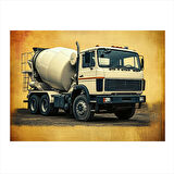 Beton Mikser Kamyonu Desenli Ahşap Tablo 50cmX 70cm
