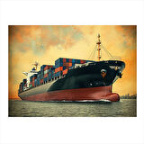 Yüzen Yük Gemisi Tasarım Ahşap Tablo 25cmX 35cm