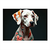 Çiçek Desenli Dalmaçyalı Köpek Model Mdf tablo 25cmX 35cm