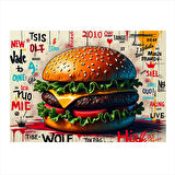 Büyük Burger Tasarımı Dekoratif Mdf Tablo 25cmX 35cm