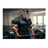 Halter Kaldıran Zebra Figürü Hediyelik Ahşap Tablo 25cmX 35cm