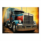 Kırmızı Uzun Yol Tırı Model Mdf tablo 35cm X50cm