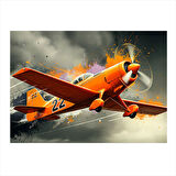 Turuncu Uçak Aksiyonu Tasarım Mdf Tablo 35cm X50cm