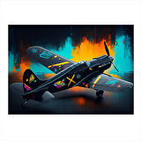 Vintage Savaş Uçağı Aksiyonu Hediyelik Mdf Tablo 25cmX 35cm