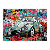 Grafitili Retro Vosvos Araba Mdf poster 25cmX 35cm