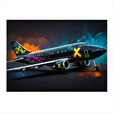 Grafitili Uçak İllüstrasyonu Mdf poster 25cmX 35cm