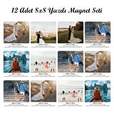 12 Adet Kişisel Fotoğraf ve Yazı Içeren 8x8 cm Buzdolabı Magneti