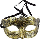 Altın Renk Eskitme Maskeli Balo Maskesi – Venedik Tarzı Parti Maskesi