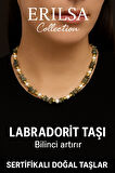 Sertifikalı Kırık Taşlı Model İnci - Labradorit Taşı Kolye