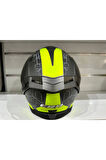 KASK CRN FS-867 MAT GREY/BLACK/YELLOW GÜNEŞ VİZÖRLÜ