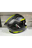 KASK CRN FS-867 MAT GREY/BLACK/YELLOW GÜNEŞ VİZÖRLÜ