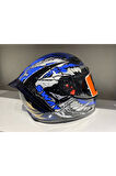 Kask B-503 (817) Güşeş Vizörlü Croco Mavi