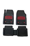 Ford Fiesta 2002-2008 Krom Kırmızı Lüx 4D Havuzlu Oto Paspas Takımı
