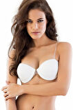Beyaz Sırtı Şeffaf Push Up Destekli Dekolte Straplez Sütyen 722