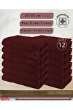 12 Adet 50x90cm Kırmızı Mikrofiber Saç Havlusu, Spor ve Berber Havlusu, Duş Havlusu