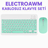  Kablosuz Bluetooth Klavye + Mouse Seti (iOS / Android / Windows Uyumlu) YEŞİL