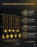 Hediyelik 3 Metre Perde Led Işık - 8 Modlu Kalp Ve Love Figürlü Dekoratif Animasyonlu Led