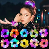Hediyelik Soft Mavi Renk Led Işıklı Lastikli Saç Tokası - 3 Modlu Festival &amp; Parti Saç Tokası
