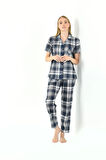 Yeni Inci Kare Desenli Kadın Pijama Takımı