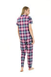 Gömlek Yaka Desenli Kadın Pijama Takımı