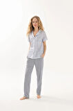Viskon 2&#39;li Kadın Gri Pijama Takımı