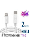 iPhone USB-C Şarj Kablosu 2 Metre TYPE-C Ligtning 20W 2 m