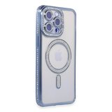 İphone 15 Pro Max Kılıf Joke Simli Magneticsafe Kılıf - Mavi
