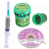 RELIFE RL-402 Krem Lehim Paste  40G Ve Flux Lehim Toplama Ve CP 2015 Emme Teli Seti