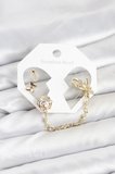 Pirinç Gold Renk Kelebekli Model Zincir Bağlantılı Ear Cuff Küpe Seti 5886