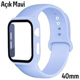 ALLY Apple Watch 4-5-6 40mm Silikon Kordon Kayış ve Ekran Koruyucu Kılıf-(5775)