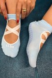 Unisex 5'li Çapraz Bantlı Kaymaz Tabanlı Babet Pilates Yoga Çorabı