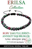 Sertifikalı Fasetli Terahertz – Ruby Zoisite (Anyolit) Taşı Bileklik (İnce Model) – Tutku, Denge ve Ruhsal Güç Taşı