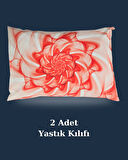 Kırmızı Spiral Gül Tablo Desen Yastık Kılıfı | 2 Adet | 50 x 70