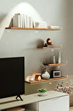 4lü 100 cm 80 cm 30 cm Safir Meşe Mdf Uçan Gizli Bağlantı Dekoratif Duvar Rafı Kitaplık Tv Ünitesi