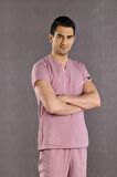 Gül Kurusu Likralı Doktor Hemşire Forması Scrubs Dr Greys Takım (Esnek Kumaş)
