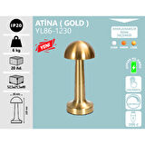 Noas Masa Lambası Atina, Şarj Edilebilir, Dokunmatik, Dimlenebilir, Ayarlanabilir 3 Renk, 95mmx225mm
