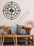 Dekoratif Türkçe Rakamlı Sessiz Siyah Metal Duvar Saati 45x45cm MCS-1215
